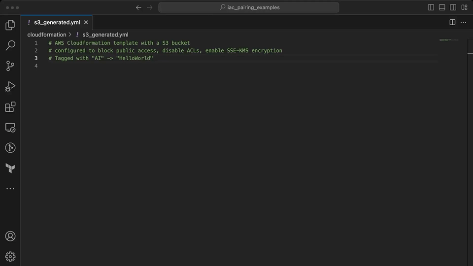 Copilot suggesting CloudFormation